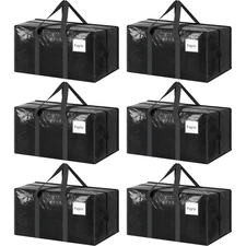 6 Pack Extra Heavy Duty Large Moving Bags with Strong Zipper & Comfortable Ha...