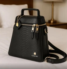 Women's Snakeskin Cowbell Mini Backpack Designer Shoulder Bag