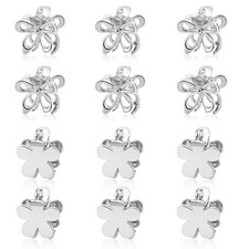 12PCS Small Metal Hair Claw Clips, Silver Mini Hair Clips for Silver Flower