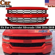 Front Bumper Grille Grill Assembly Red Hot Fits 2016-2018 Chevy Silverado 1500