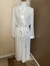 Linea Donatella Sheer Satin Edge Robe Bridal Tie Waist Placed Floral Applique
