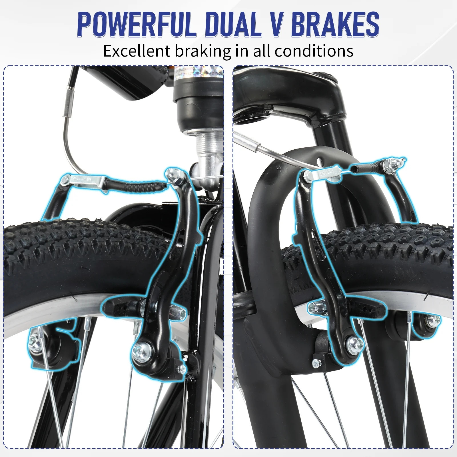 26 inch 7 Speed Mountain Bike for Adult, Dual MTB Men Women Bike Dual V Brake