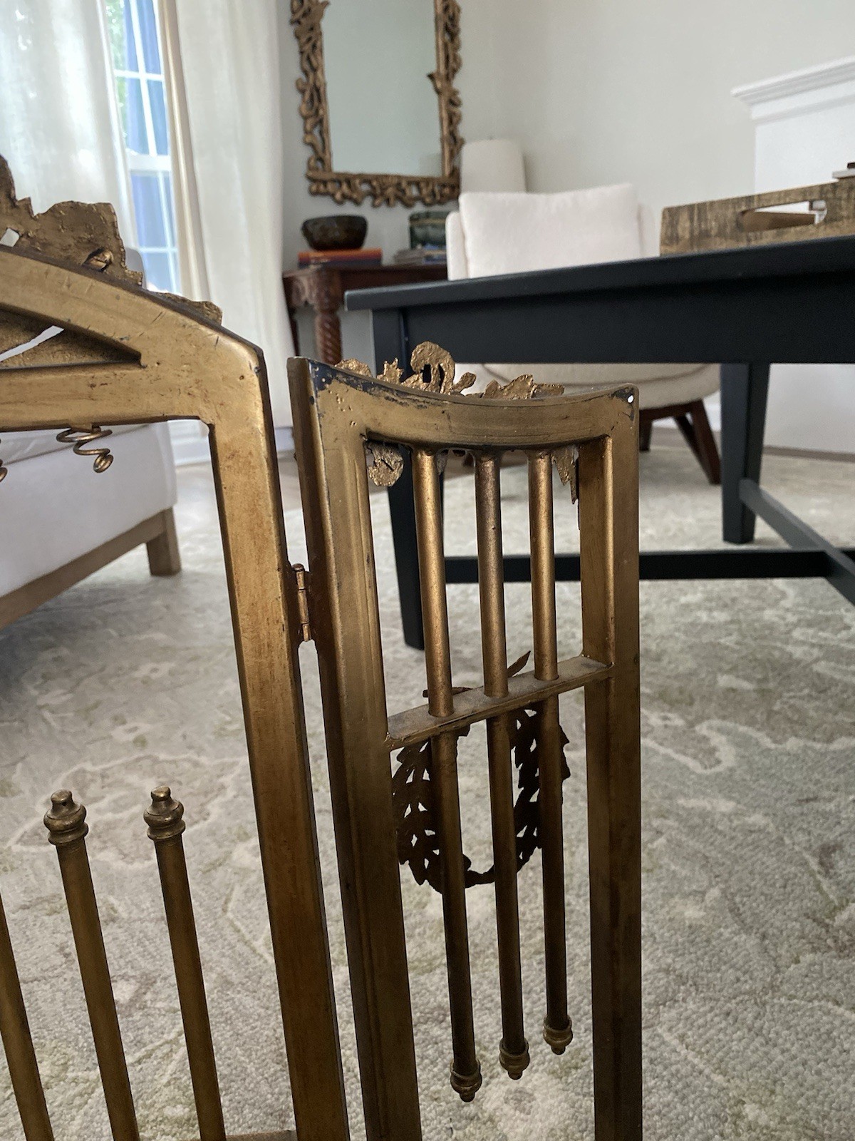 Vintage French Style Iron Fireplace Screen