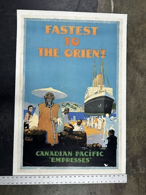 Vintage Poster Canadian Pacific Empresses Fastest To Orient Ocean Liner 1930 s