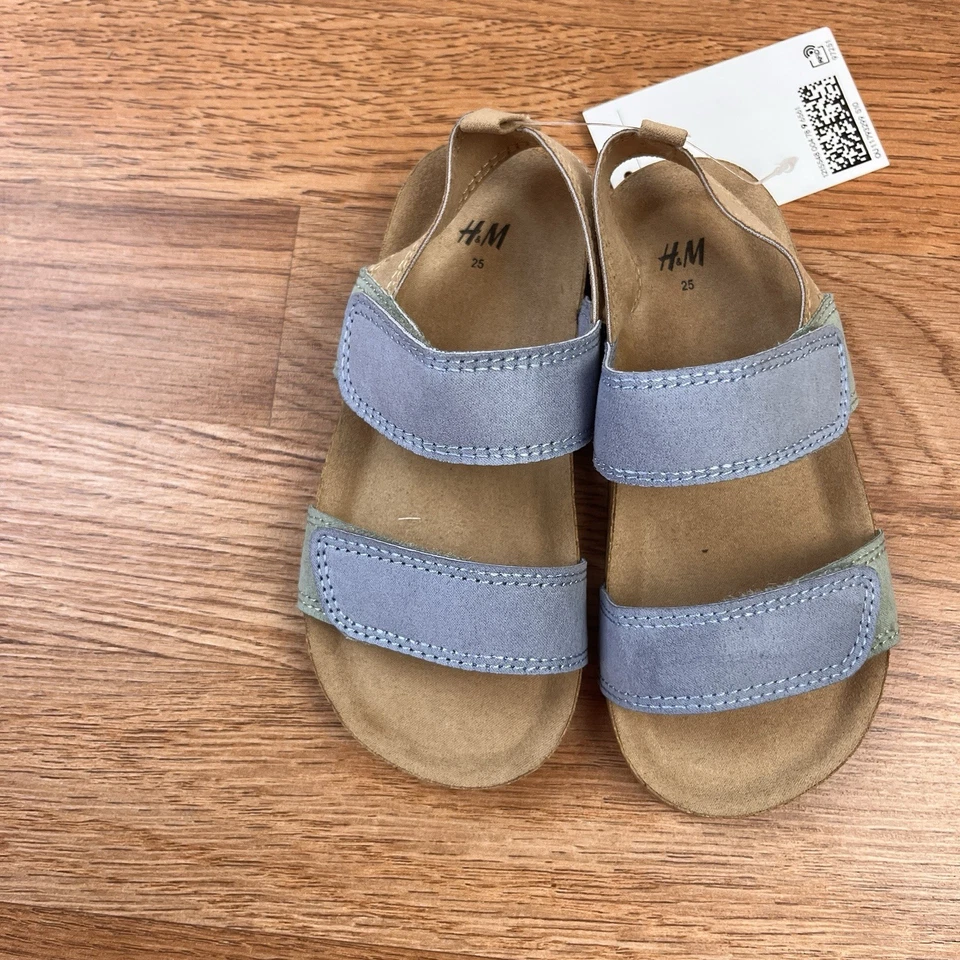 H&M Toddler Blue Sandals Size 8.5 Unisex Faux Suede Hook n Loop Closure NEW - Image 4 of 4