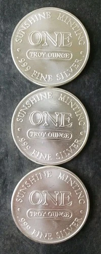 Lot of Three Sunshine Minting 1oz Silver Eagle Rounds