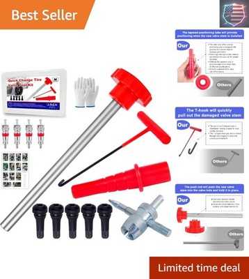Quick Change Tire Valve Tool Kit,Tire Valve Stem Core Quickly Replacement Too...