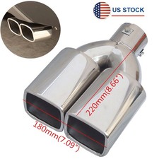 Chrome Stainless Car Exhaust Muffler Tip Dual Square Tail Pipe Cover 2.5 Inlet Chrome Stainless Car Exhaust Muffler Tip Dual Square Tail Pipe Cover 2.5 Inlet