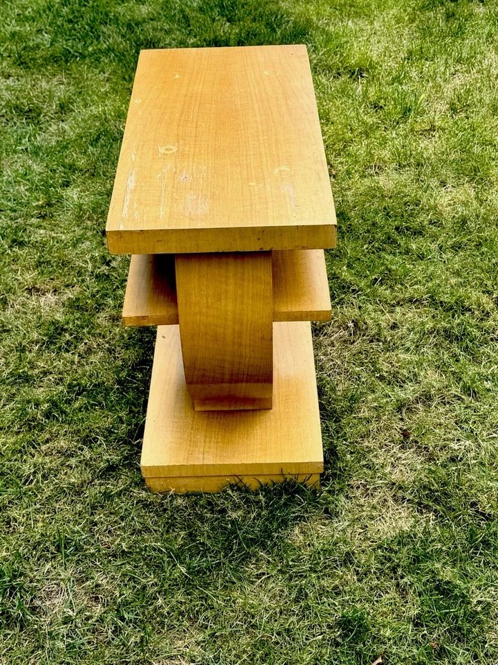 Rare 1920-1940s Gilbert Rohde Brown Saltman Style Art Deco “Ring” Wood End Table - Image 3 of 4