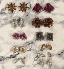 LOT OF (10) Pairs Of Vintage Costume Jewelry Earrings (Clip-On & Screw Back)