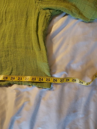 Flax Women's Top Size L 100% Linen Green Buttoned Lagenlook Boho Spring - Picture 6 of 10