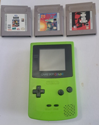 Game Boy Color - Kiwi Lime Green With 3 Games. Everything Is