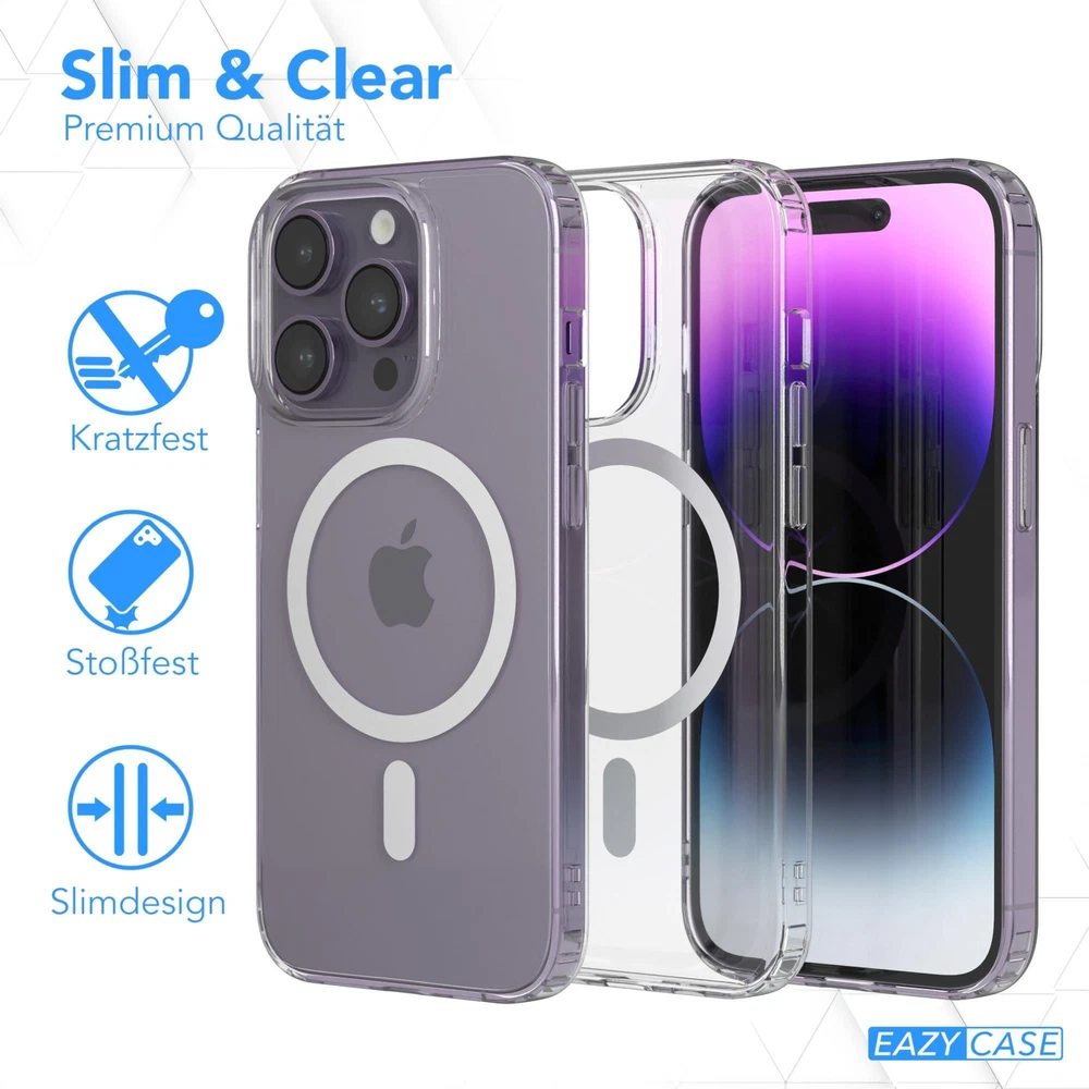 Phone Case for Apple 14 Pro Transparent Magsafe Camera Protection TPU