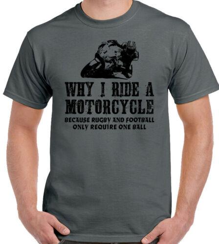 T-shirt moto uomo divertente moto biker yamaha moto kawasaki perché guido a - Foto 1 di 25