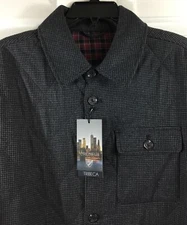 Cremieux Tribeca Quilted Jacket Mens L Gray Houndstooth Button Cotton Blend $150