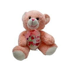 Dan Dee Pink Teddy Bear "Love You Mom" Hearts 14'' valentines stuffed plush