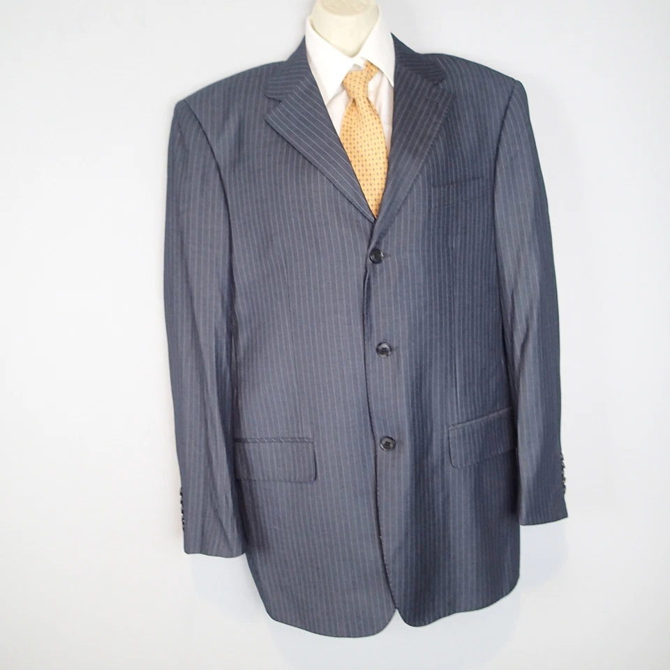 Paul Smith London 44l The Westbourne Suit Jacket 3 btn stripes charcoal w8 - Image 3 of 4