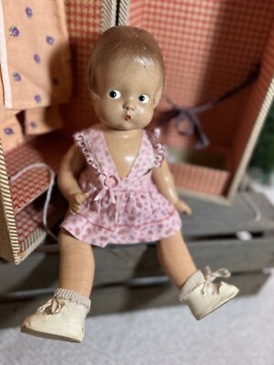 RARE 10  Antique 1930 Effanbee PATSYETTE~PATSY DOLL~Org. Wardrobe Trunk~Clothes