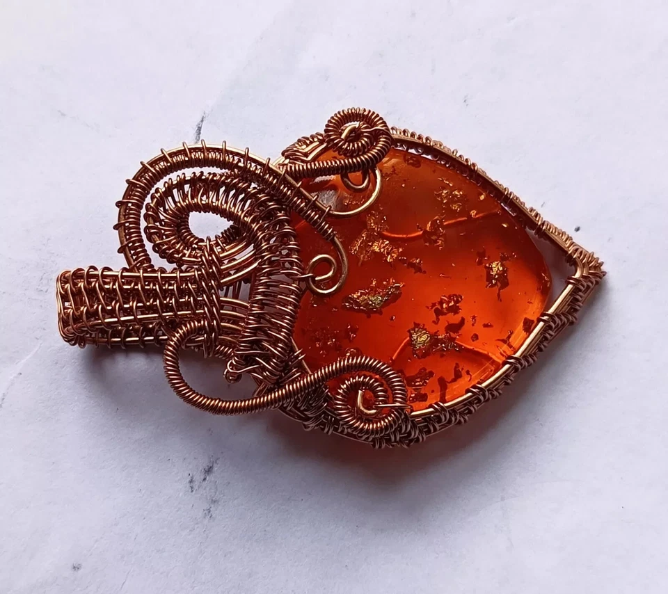 Gemas naturales de ámbar báltico joyería de cobre envuelto en alambre regalo para su colgante 64 quilates Foto 4 de 4
