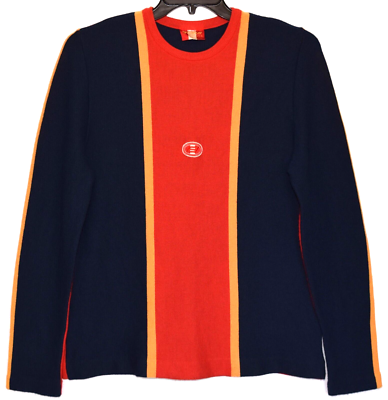 Vintage Anba Of Austria Men's Blue Orange Wool Blend Striped Ski