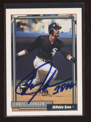 1992 Topps LANCE JOHNSON Signed Card autograph auto WHITE SOX METS