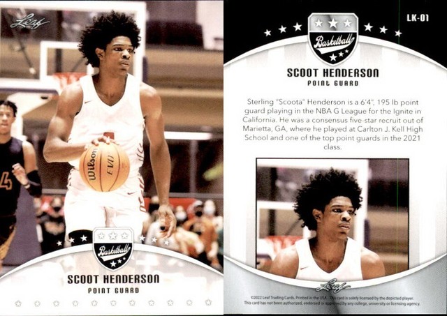 2021-22 Leaf Basketball SCOOT HENDERSON Rookie RC #LK-01