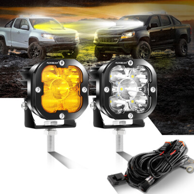 AUXBEAM For 2012-2022 Toyota Tacoma Hood Ditch LED Fog Light Pods Amber Foglight