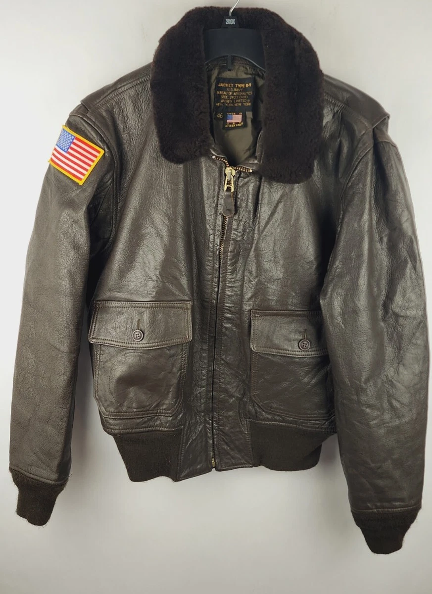Vintage Avirex Limited Type G-1 U.S. Navy 7823 Leather Bomber Jacket Size Medium
