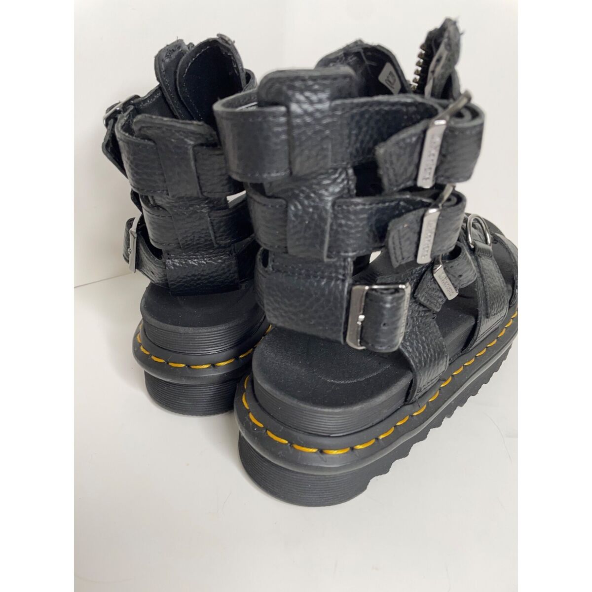 Dr. Martens Olson Zipped Black Leather Platform Sandal US 7 Dr. Martens Olson Zipped Black Leather Platform Sandal US 7