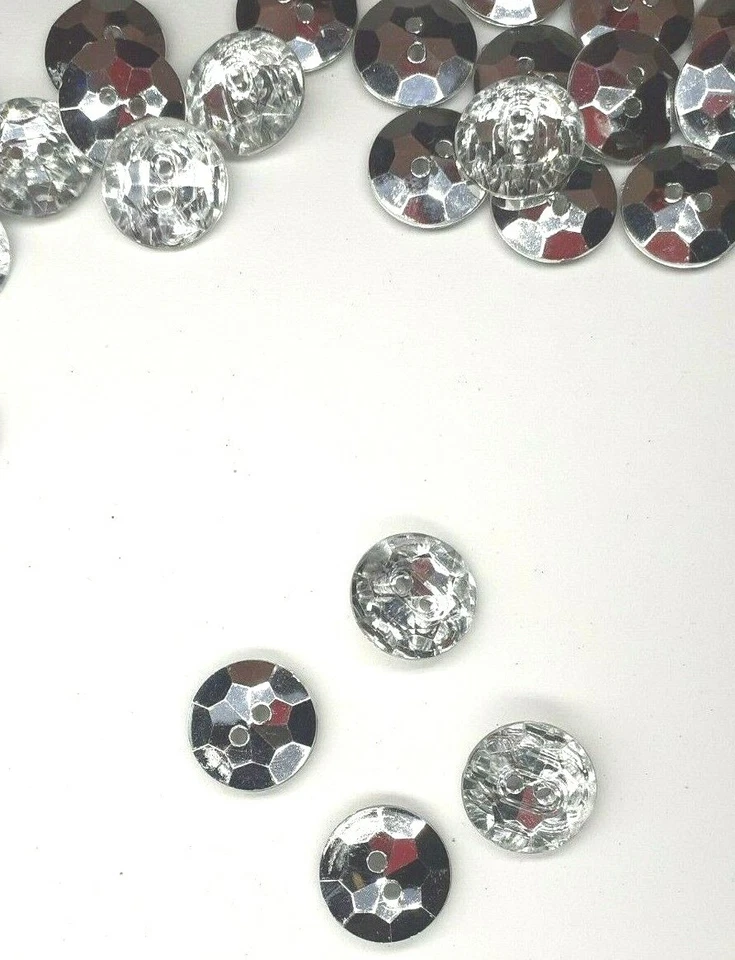 25 Strass Knöpfe Rund 15mm Aufnähsteine Strassknöpfe transparent #MB7 - Bild 2 von 2