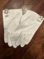 MCM Vintage White Short Cotton DRESS GLOVES With Gold Hardware