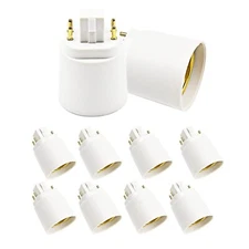 10 Pcs 4-Pin GX24Q to E26/E27 Light Socket Adapter CFL G24Q 4P Lamp Base