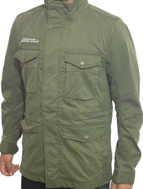 Tom Tailor Men s Khaki Green Field Military Jacket Large UK eBay