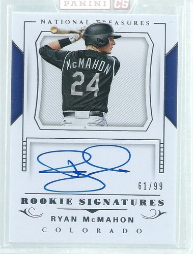 RYAN MCMAHON 2018 NATIONAL TREASURES ON CARD AUTO ROOKIE RC #D 61/99