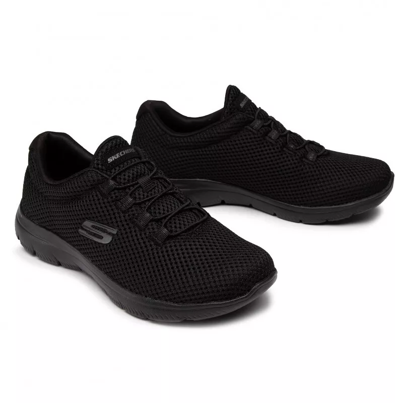 SKECHERS WOMENS SHOES BLACK SKETCHERS LADIES MEMORY FOAM SLIP-ON WALKING  TRAINER