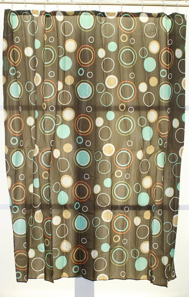 NUEVO 13 PIEZAS Juego Círculos Tela Cortina de Ducha 12 Ganchos Rodillos a Juego  Foto 3 de 3