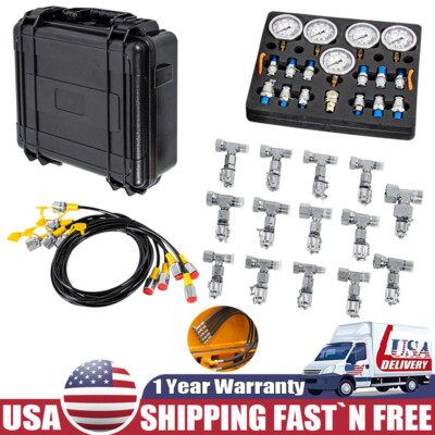 #ad Hydraulic Pressure Test Kit 10 100 250 400 600bar 5 Gauges 13 Test Couplings $270.99