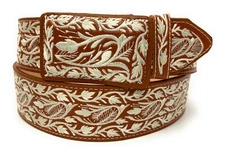 CINTO CHARRO BORDADO. MENS WESTERN BELT. VAQUERO LEATHER BELT PITIADO STYLE BELT