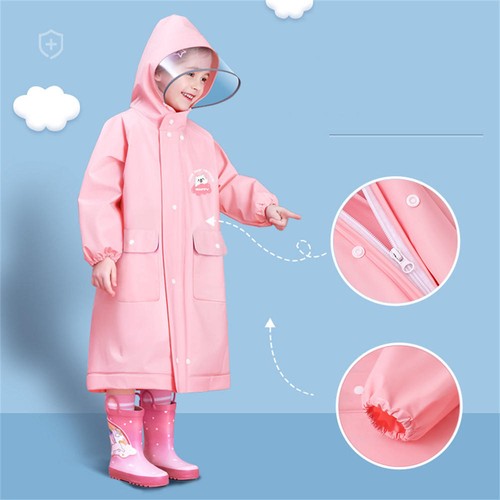 Kids Boys Girls Raincoat Rainwear Hooded Rain Poncho Cape EVA Waterproof Outdoor - Picture 10 of 16