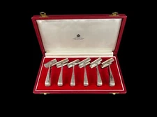 6pc set Asprey & Co Sterling Silver Individual Asparagus Tongs  1975