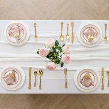 Chiffon Table Runner Ivory 14 x 108 Inch 6 PCS Sheer Fabric Party Decor