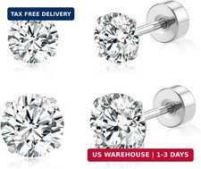 20G G23 Implant Grade Titanium Flat Back Stud Earrings for Women Men, Gold/White