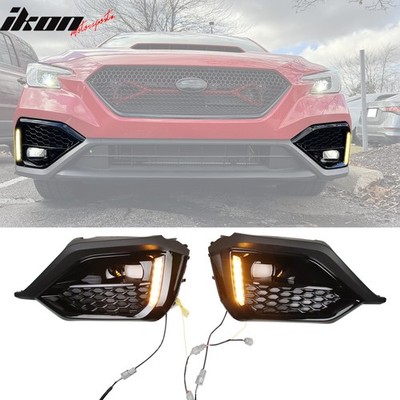 Fits 22-26 Subaru WRX VB OE Style Front Foglight Bezels W/LED Yellow Turn Signal