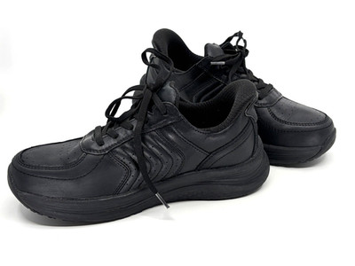 Black Leather Suave Comfy Sneakers Hands-Free Women Size 7 Wide Orthofeet 80082