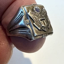 Vintage Sterling Silver WWII US Army Ring Size 8