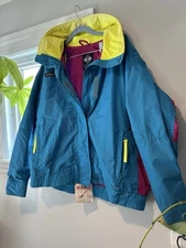 1980’s Bugaboo Columbia  Ski Jacket, Neon Pop That Collar!, XL Women's