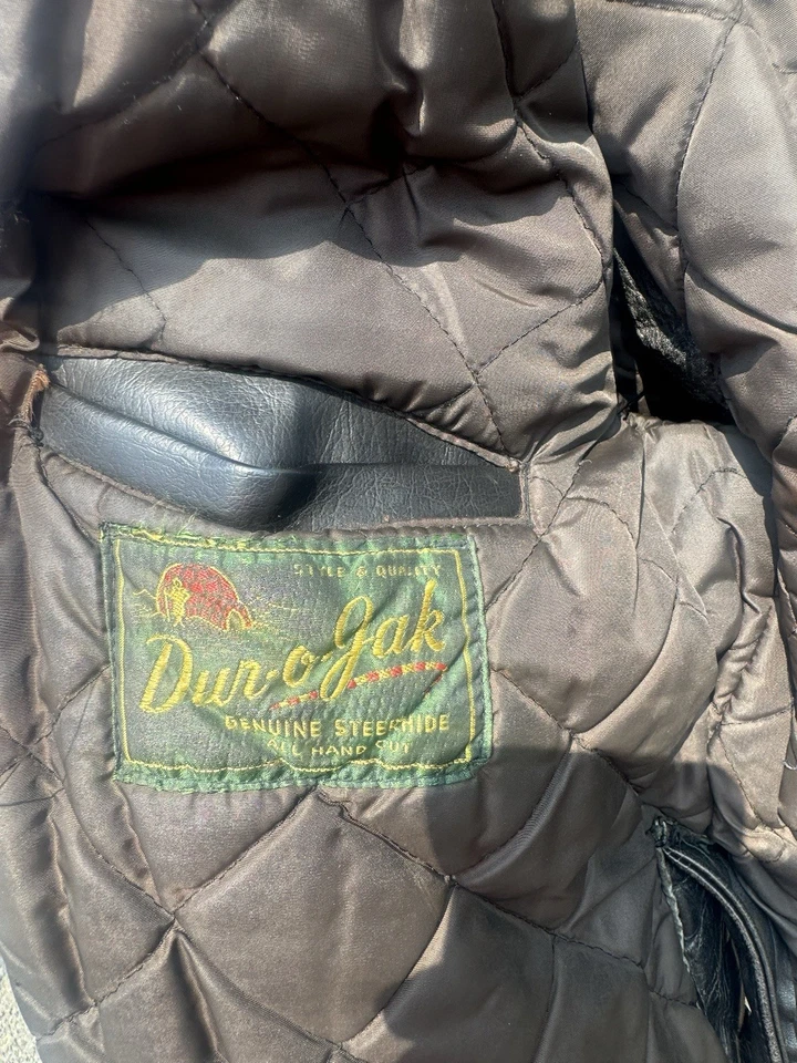 Vintage 1950s , 60’s Leather Biker Motorcycle Jacket Biker Size 42 L Steerhide - Image 2 of 4