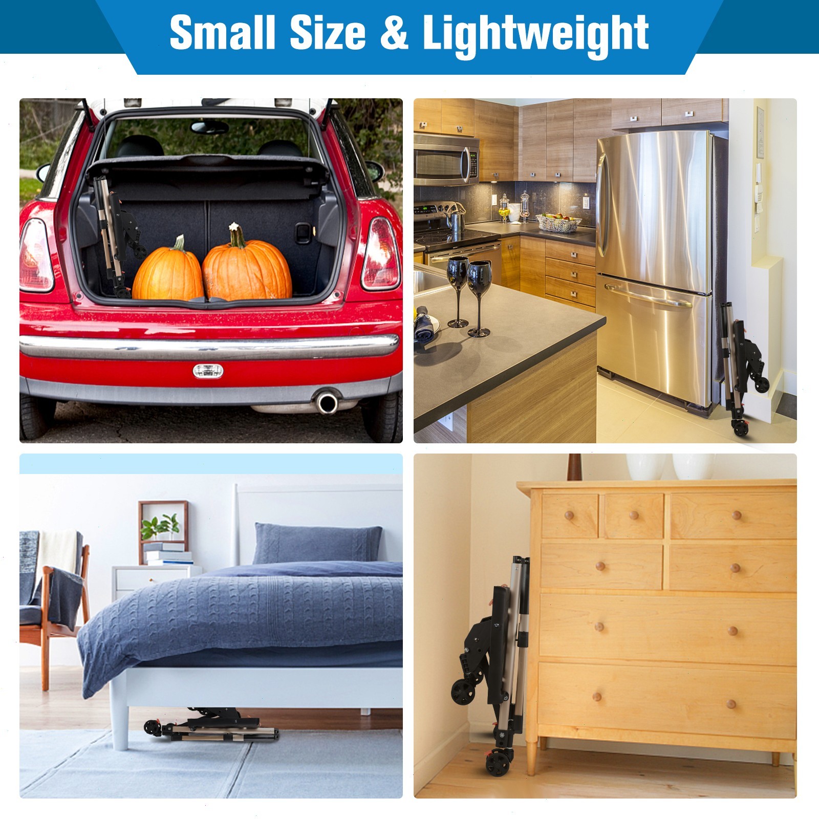 2-In-1 Folding Utility Shopping Cart Easy Transport Aluminum Grocery Cart