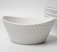 Over And Back What A Dish porcelana blanca 8 1/8" tazón para servir patrón de diamante