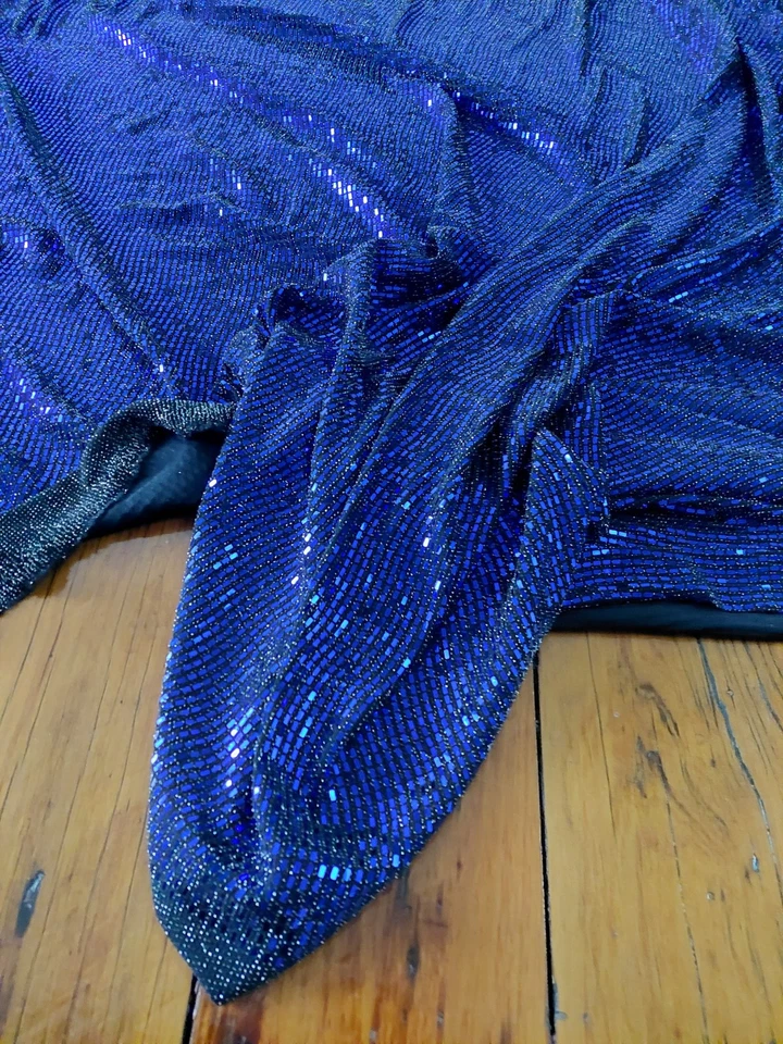 Gold & Royal Blue Sequin Fabric 150 cm Per Item - image 2 of 4